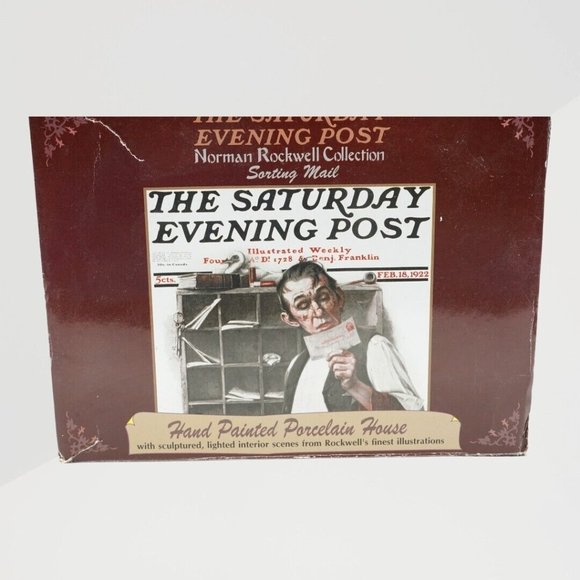 NORMAN ROCKWELL " POST OFFICE " SORTING MAIL * CHRISTMAS VILLAGE HOUSE * RARE * - Picture 11 of 14